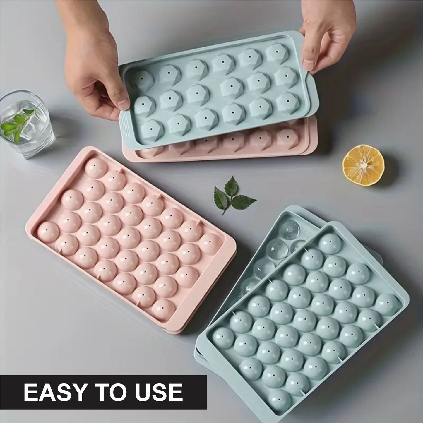 2-in-1 Leak-Proof Sphere Ice Cube Tray with Lid